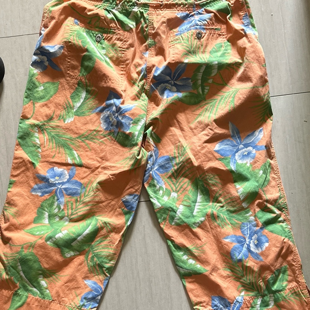 Lauren Ralph Lauren Orange Floral Cotton Capri Pants Size 16 - Picture 10 of 14